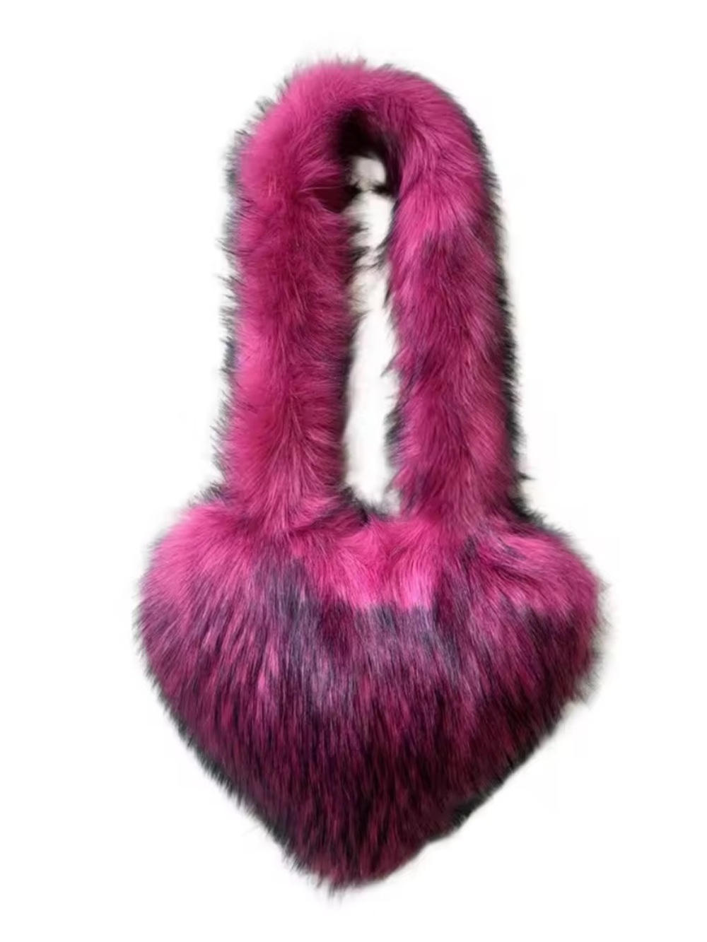 Plush Heart Faux Fur Shoulder Bag in Fuchsia